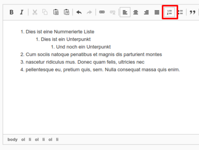 Nummerierte Liste